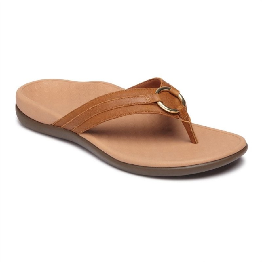 Tide Aloe Zehensteg Sandale Mokka Leder Vionic