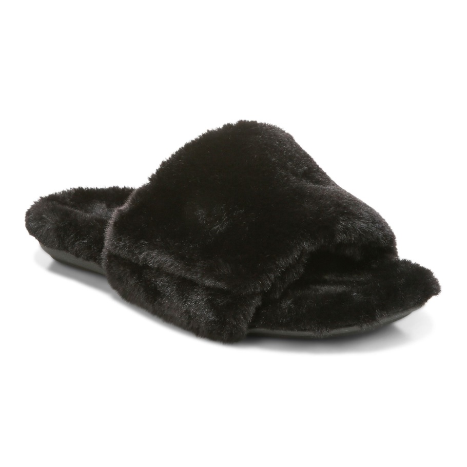 Vionic Dream Plüschslipper Aus Schwarzem Plüsch