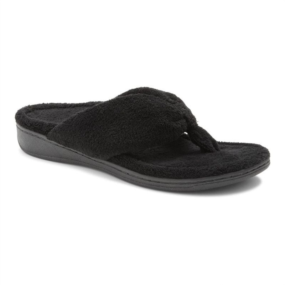 Vionic Black Gracie Zehenstegslipper