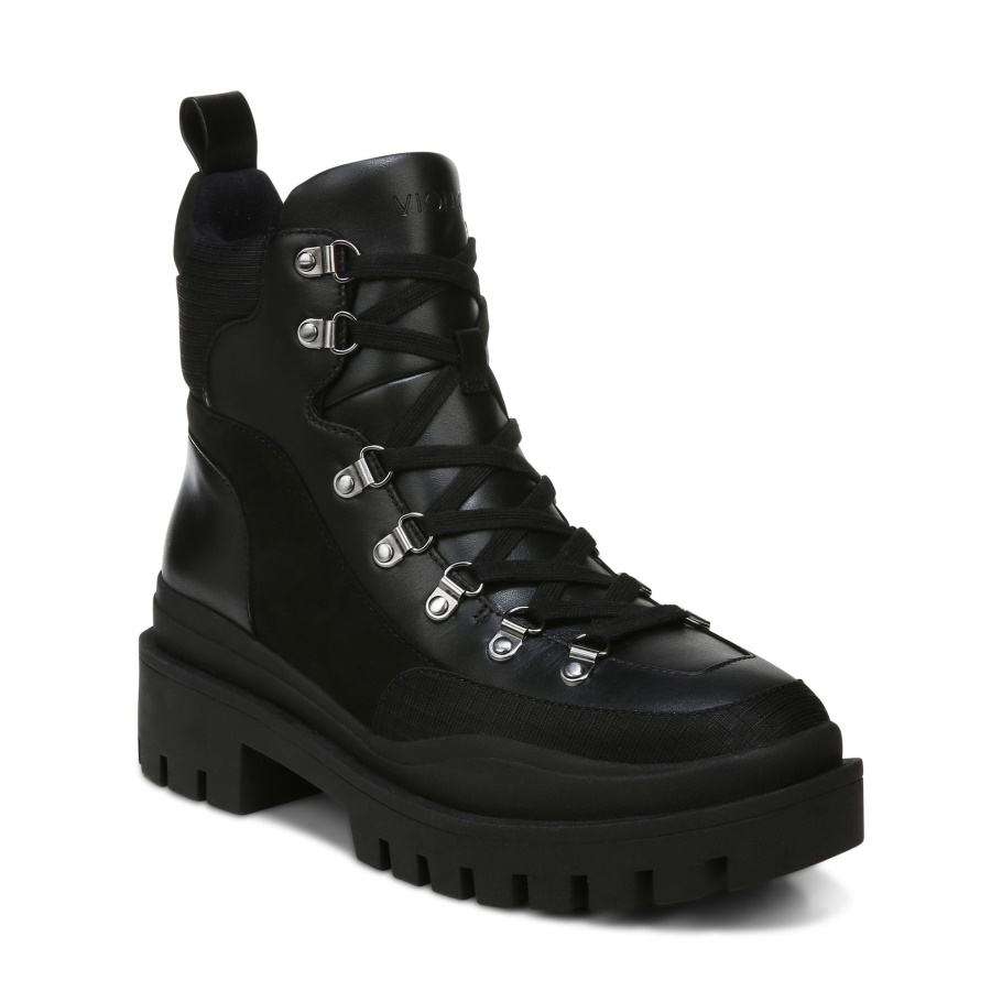 Vionic Jaxen Boot Schwarz Leder Textil