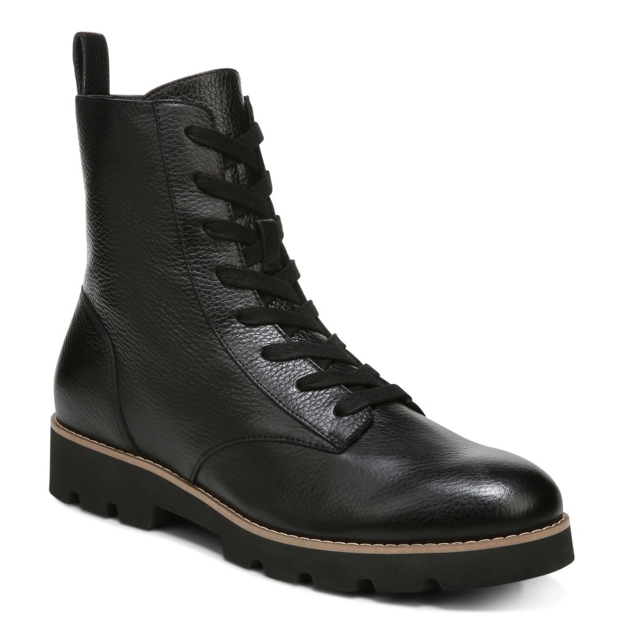 Lani Schnürboot Vionic Schwarzes Leder