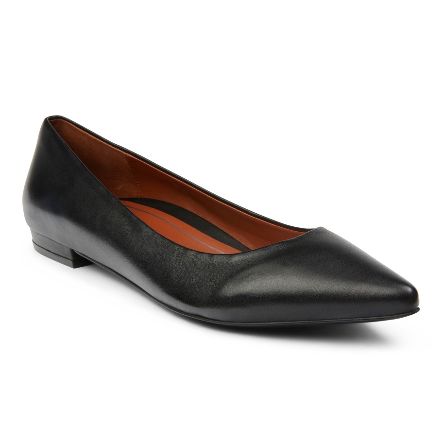 Vionic Lena Ballerina Schwarzes Leder