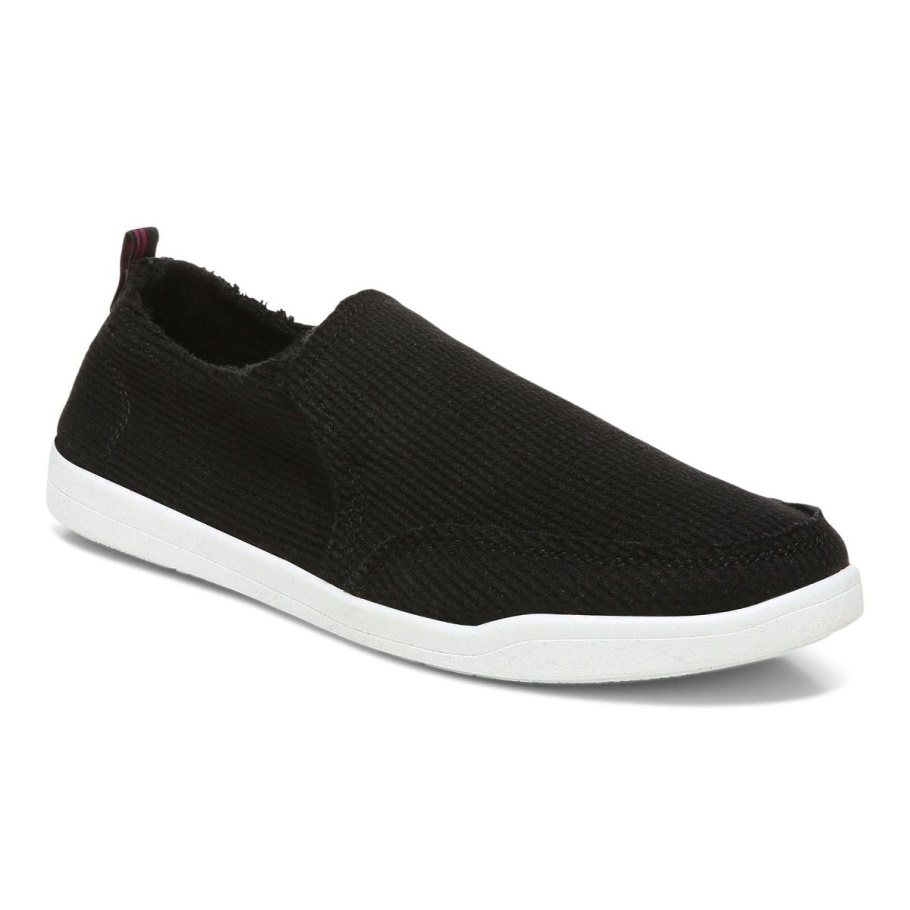Schwarzer Strickstrand Malibu Slip On Sneaker: Waffelstrick Vionic