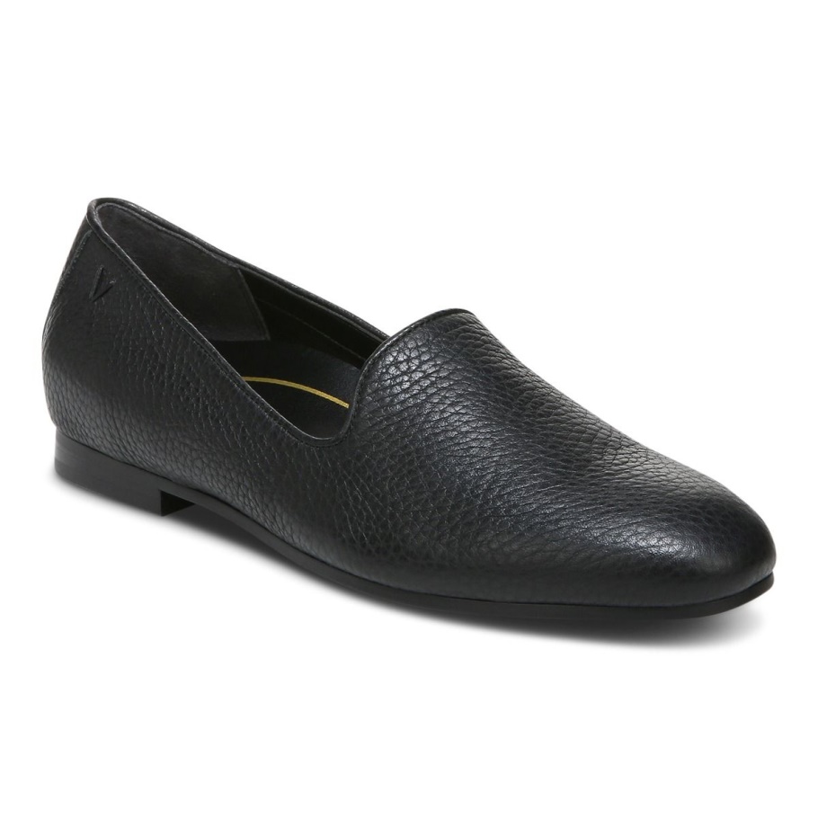 Schwarzes Willa-Slip-on-Flat-Vionic Aus Gewalktem Leder