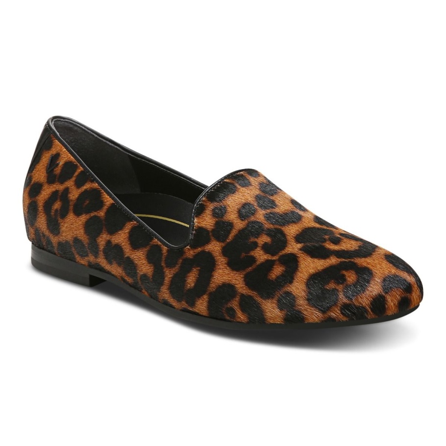 Vionic Tan Leopard Willa Flacher Schlupf