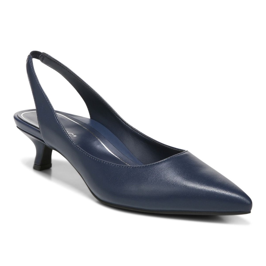 Vionic Ziva Kitten Heel Aus Marineblauem Leder