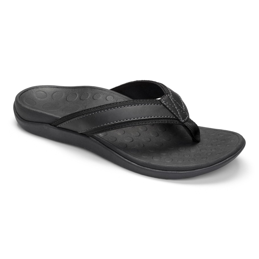 Schwarze Vionic-Sandale Mit Zehensteg Für Herren