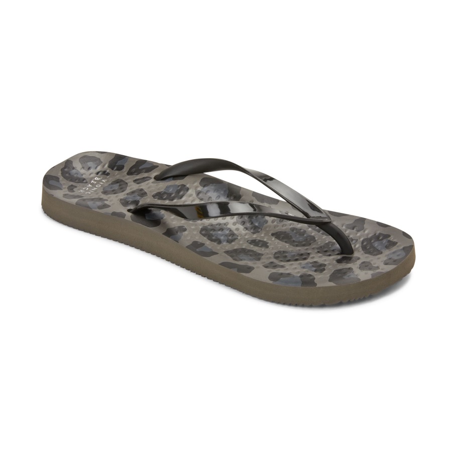 Vionic Noosa Flip Flop Mit Schwarzem Leopardenmuster
