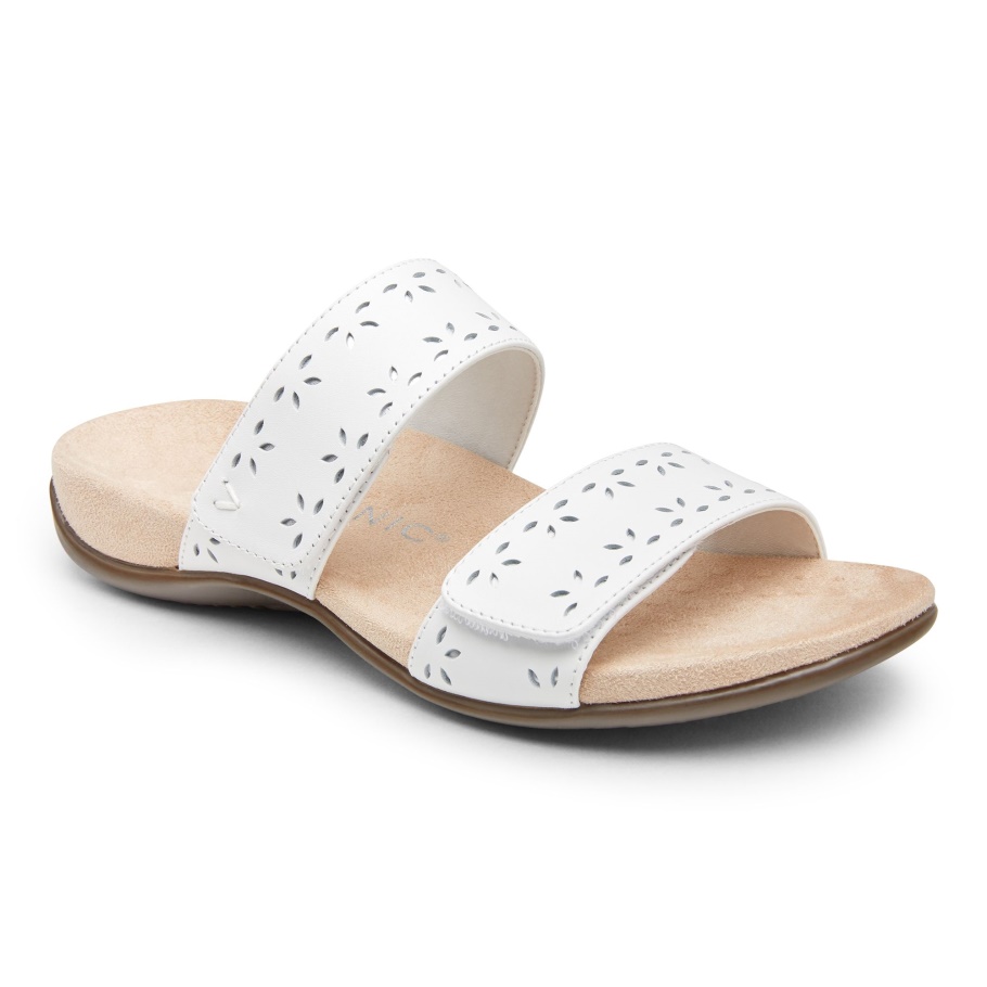 Randi Slide Sandale Vionic Weißes Leder