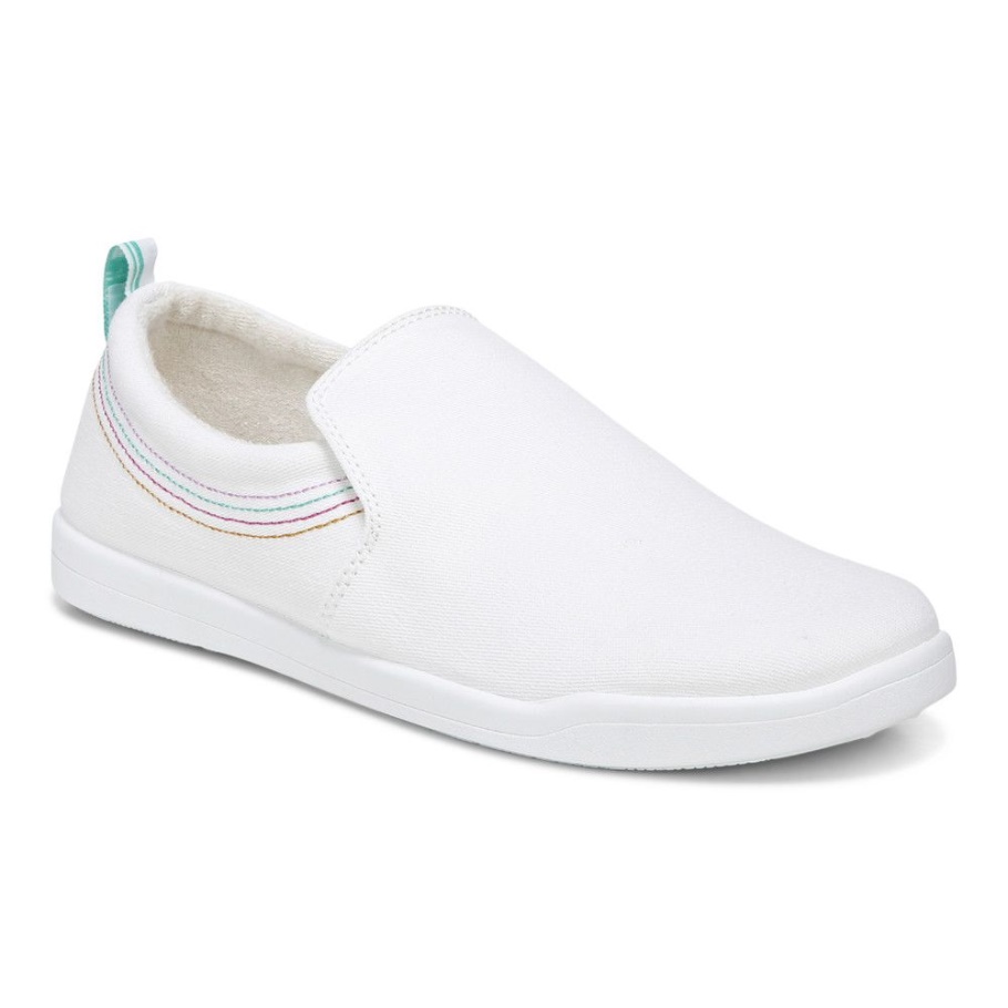 Weißer Segeltuch-Vionic-Marshall-Slip-On