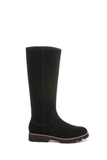 Vionic Gwen Schwarze, Wasserdichte, Knielange Wildlederstiefel