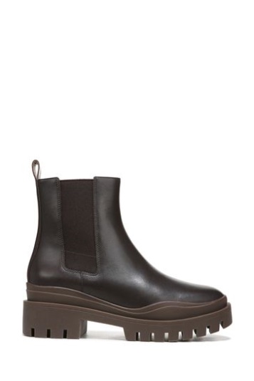 Vionic Karsen Schokoladenbraune Wasserdichte Lederstiefel Mit Mittlerem Schaft