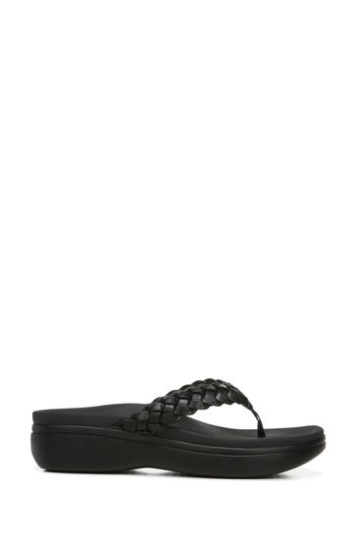 Vionic Kenji Tanga Schwarze Keilsandalen