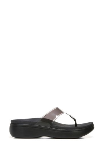 Vionic Leuchtende Schwarze Keilsandalen Mit Zehensteg