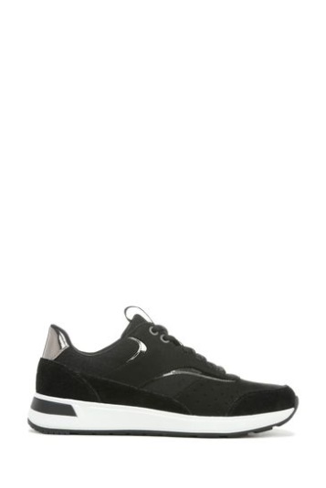 Vionic Nova Schwarze Mesh-Nubuk-Schnürschuhe