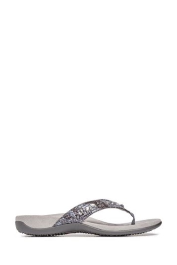Vionic Schiefergraue Lucia Zehenstegsandalen Mit Zehensteg